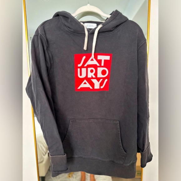 Saturdays New York City NYC Dark Gray and Red Men’s Sweater Hoodie - Picture 1 of 3